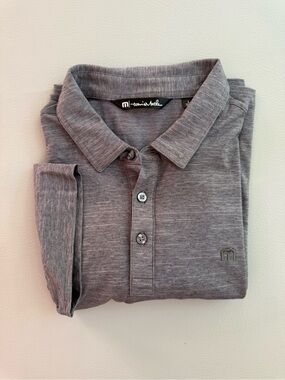 Travis Mathew Golf The Heater Polo Mens Size LARGE Heather Grey